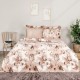Lenjerie de pat Komae, bumbac satinat, imprimeu floral multicolor pe fundal alb, set 6 piese