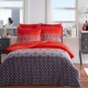 Lenjerie de pat dublu satin de lux TAC model Senja cappuccino cu design floral, fabricată din 100% bumbac satinat.