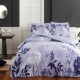 Lenjerie de pat Komae, bumbac satinat, imprimeu floral multicolor pe fundal alb, set 6 piese