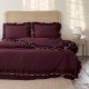 Lenjerie de pat flanel Josef maro First Choice, model uni cu volane decorative si contur deschis pe fetele de perna si cearsaful de pilota