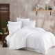 Lenjerie de pat Clasy Home Estina V5 din bumbac 100% jacquard ranforce, design alb cu dungi discrete