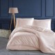 Lenjerie de pat jacquard ranforce crem Clasy Home Melkor V2 pe pat elegant