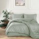 Lenjerie de pat jacquard ranforce crem Clasy Home Melkor V2 pe pat elegant