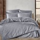 Lenjerie pat jacquard satin de lux Harley Gri Deschis cu model romburi Saheser Home