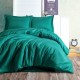 Lenjerie de pat de lux din satin Cotton Box Stripe Turquoise în nuanțe turcoaz, design simplu și dungi subtile