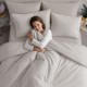 Lenjerie de pat bumbac 100% satinat TAC Stripe, alb, design cu dungi discrete, 6 piese