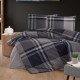 Lenjerie de pat dublu flanel Veldor Bordo, cu model geometric, bumbac 100% calduroasa