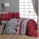 Lenjerie de pat dublu flanel Sadora Albastru, cu model geometric, bumbac 100% calduroasa