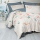 Set lenjerie de pat 1 persoană Brine Ecru Cotton Box din bumbac 100 % ranforce, dungi bleu-navy/roșu și ancore