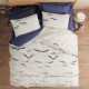 Lenjerie de pat dublu bumbac 100% ranforce, Cotton Box Kaija, cu imprimeu pescăruși colorați în pastel pe fundal crem texturat, cearceaf gri contrastant
