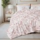 Lenjerie de pat dublu din bumbac 100% ranforce, Cotton Box Sevara, cu imprimeu baroc roz pudrat pe fundal alb și bej, model elegant și rafinat