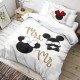 Lenjerie de pat dublu bumbac 100% ranforce alb și negru cu imprimeuri jucăușe inspirate de figuri iconice - Club Cotton Pure
