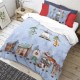 Lenjerie Craciun pat 1 persoana Tisa, bumbac, crengute decorative si fructe rosii
