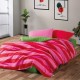 Lenjerie pat dublu bumbac ranforce Cozy Home Cherie, imprimeu cu dungi roz și roșii