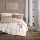 Lenjerie pat 1 persoană bumbac 100% ranforce, model State Albastru, cu broderie în relief „State College 1976” și design sport casual albastru-portocaliu