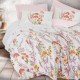 Lenjerie pat 1 persoana Cotton Box Livara Roz din bumbac ranforce cu model floral roz pudrat