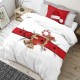 Lenjerie Craciun pat 1 persoana Tisa, bumbac, crengute decorative si fructe rosii