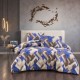Lenjerie de pat maro cu model zig zag RAYCE, bumbac 100%, 4 piese, cearșaf elastic, saltele 140x200 cm și 160x200 cm, design geometric maro, bej, alb