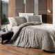 Lenjerie pat bumbac 100% ranforce 6 piese First Choice Rumisa gri floral 200x2200 cu cearceaf de pat uni