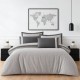 Lenjerie pat de lux Alara Maro Iron La Romano, bumbac satinat 300TC, cu broderie si contrast crem