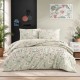 lenjerie pat 1 persoana Nevada Mint bumbac ranforce cu elastic floricele albe si roz pe fundal verde menta First Choice