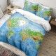 Lenjerie de pat dublu bumbac 100% Ranforce, design romantic cu câini pug și text 