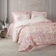 Lenjerie de pat Cottonbox din bumbac 100% ranforce, design floral în albastru și muștar, decorată cu frunze colorate