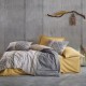 Lenjerie pat 1 persoana bumbac ranforce Nedra Bej Cotton Box geometric