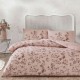 Lenjerie de pat TAC Elira din bumbac 100% ranforce alba cu imprimeu floral elegant
