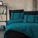 Lenjerie de pat dublu bumbac 100% ranforce Cottonbox Bitter, design modern minimalist în antracit cu detalii negre.