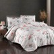 Lenjerie pat dublu bumbac 100% ranforce Karen maro cu flori