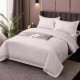 Set de lenjerie de pat dublu din damasc policoton IMP10 în nuanța de cappuccino, elegant expus pe un pat confortabil într-un dormitor stilat, gata să asigure o experiență de somn relaxantă și de lux.