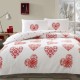 Lenjerie de pat dublu din bumbac 100% ranforce, model Disney Minnie & Mickey Love Day, cu elemente fosforescente.