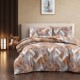 Lenjerie de pat bej cu model zig zag RAYCE, bumbac 100%, 4 piese, cearșaf elastic, saltele 140x200 cm și 160x200 cm, design geometric albastru, bej, gri