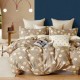 Lenjerie de pat percale cu floricele albastre, albe și gri pe fundal gri, din bumbac 100%, set 3 piese, pat de o persoană, fabricată în România