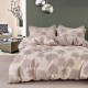 Lenjerie de pat percale cu modele de copaci maro pe fundal crem, bumbac 100%, set de 4 piese, fabricată în România