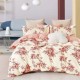 Lenjerie de pat percale cu imprimeu floral roșu pe fundal crem, din bumbac 100%, produse în România