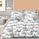 Lenjerie de pat percale cu inscripții orașe mari alb-negru, bumbac 100%, set de 4 piese, fabricată în România