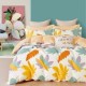 Lenjerie de pat percale cu frunze mari galben, portocaliu, mov și verde, bumbac 100%, set de 4 piese, fabricată în România