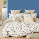 Lenjerie de pat percale cu trandafiri mov și verzi din bumbac 100%, set 3 piese, pat de o persoană, fabricată în România