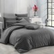 Lenjerie de pat crem, dungi fine, 100% bumbac satinat, set 7 piese.