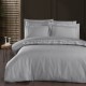 Lenjerie de Pat Satin de Lux cu Broderie VIP Moonlight, First Choice, Pierre albastru, ambalaj cadou