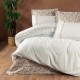 Lenjerie de pat albă cu broderie bej și accente decorative subtile, model Ines Bej, bumbac ranforce, 6 piese