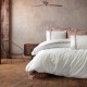 Lenjerie de pat albă cu broderie bej și accente decorative subtile, model Ines Bej, bumbac ranforce, 6 piese