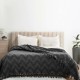 Pled bumbac reciclat Naomi Crem 200x230 cm cu ciucuri și model zig-zag