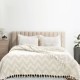 Pled bumbac reciclat Naomi Antracit 200x230 cm cu ciucuri și model zig-zag