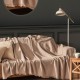 Pled Merlin Gri Deschis 170x200cm din bumbac reciclat cu franjuri și țesătură diagonală