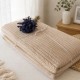 Pled tricotat din bumbac gri inchis 160x220 cm cu model spic