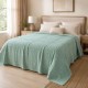 Pled waffle crem din bumbac 100%, 220x240 cm, cu textura gofrata geometrica