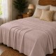 Pled waffle alb din bumbac 100%, 240x260 cm, cu textura gofrata geometrica